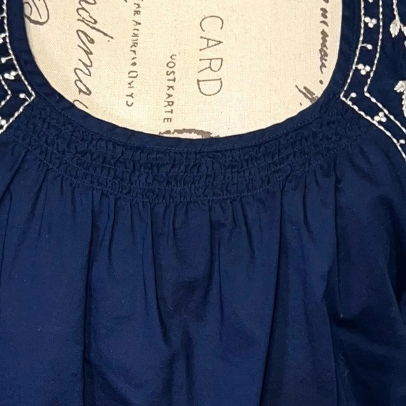 Converse One Star, Lg Tank Floral Embroidered Navy Blue White Cotton Tunic - Picture 6 of 9